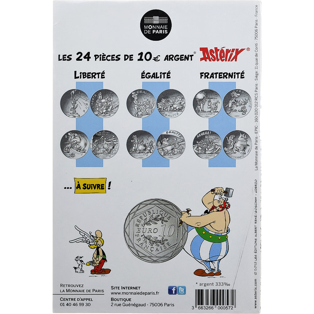 France, 10 Euro, Astérix - Liberté - Le cadeau de César, 2015, Paris, FDC