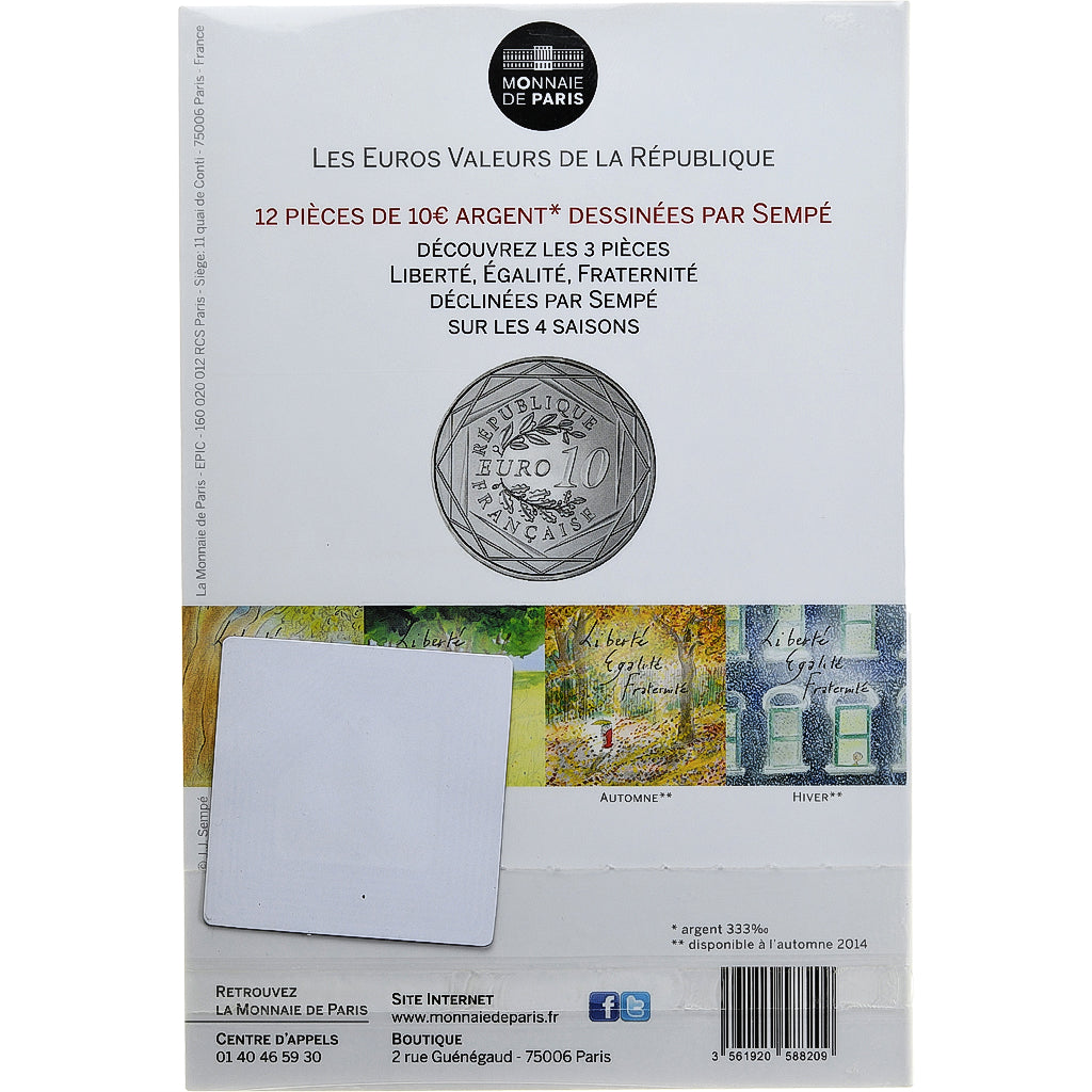 Frankreich, 10 Euro, Egalité Automne Sempé, 2014, Paris, STGL, Silber