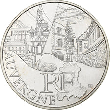França, 10 Euro, Auvergne, 2011, Paris, MS(65-70), Prata, KM:1728