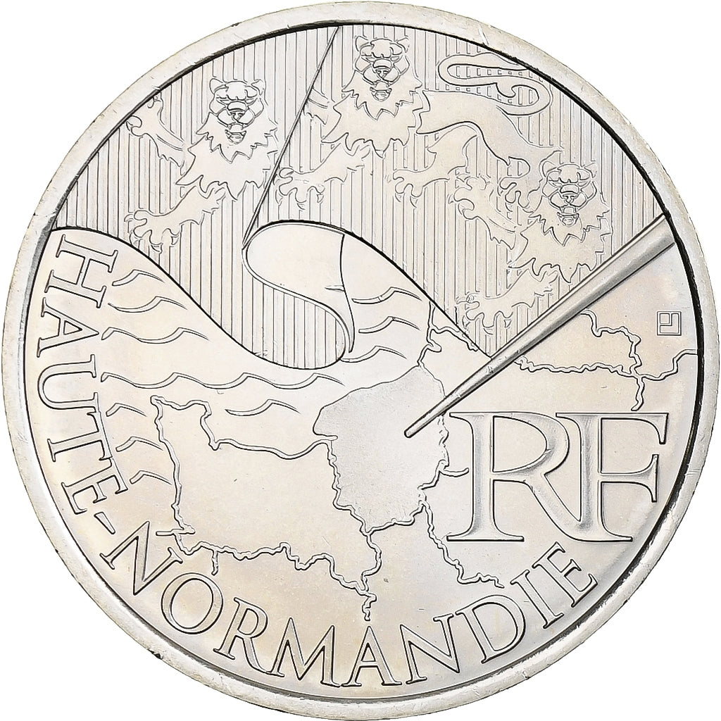 Francja, 10 Euro, Haute-Normandie, 2010, Monnaie de Paris, MS(65-70), Srebro