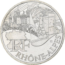 Francja, 10 Euro, Rhône Alpes, 2011, Rhône-Alpes, MS(65-70), Srebro