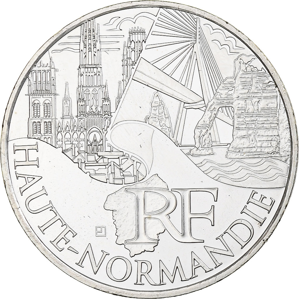 France, 10 Euro, Haute Normandie, 2011, Paris, FDC, Argent, KM:1738