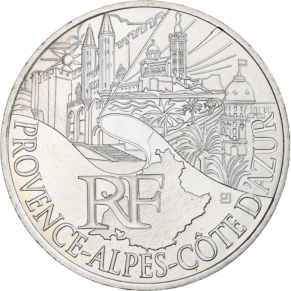 France, 10 Euro, 2011, Paris, Provence Alpes Côte d'Azur, MS(65-70), Silver