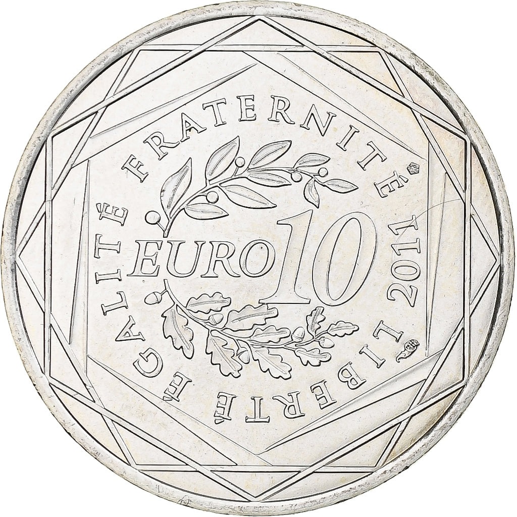 France, 10 Euro, 2011, Paris, Provence Alpes Côte d'Azur, MS(65-70), Silver