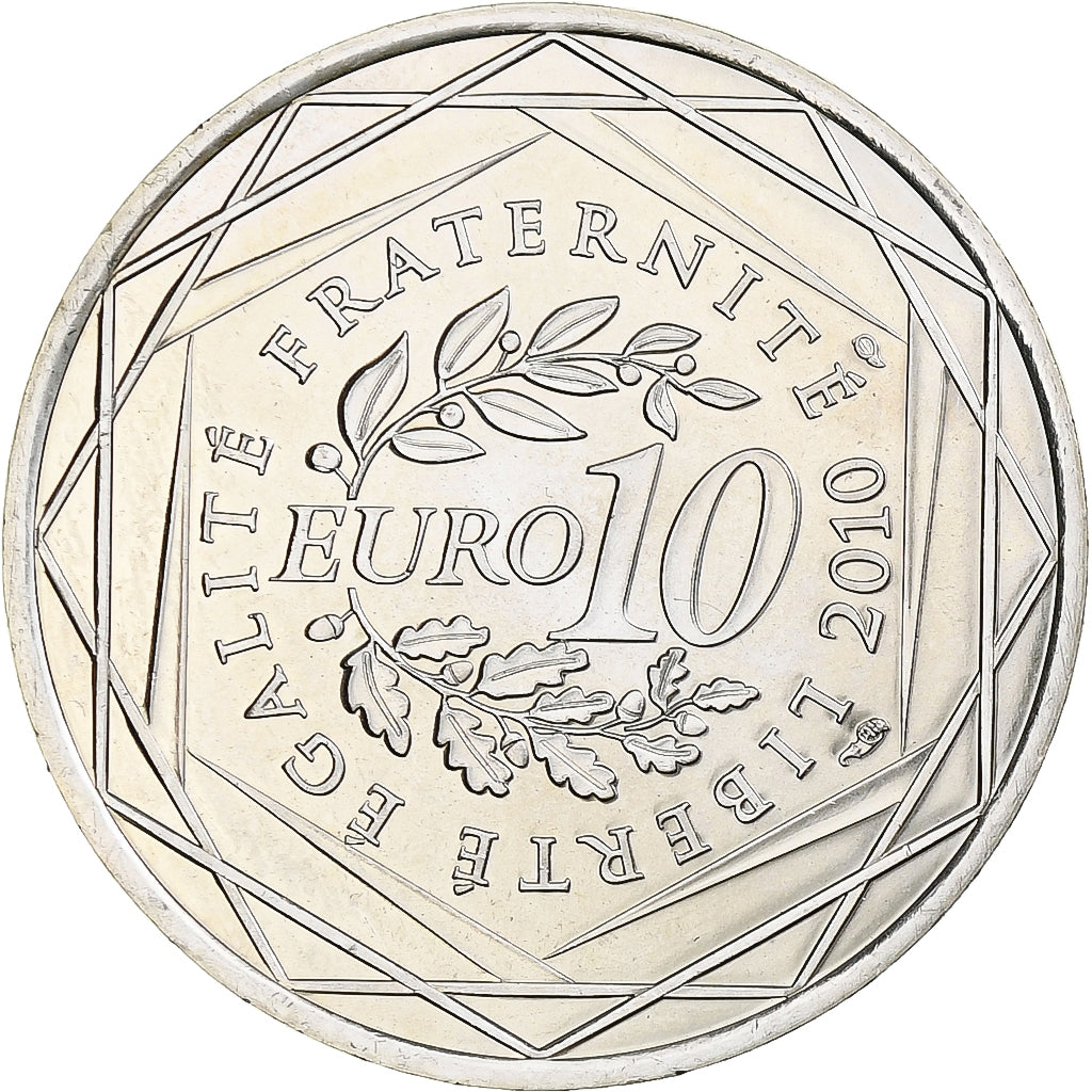 France, 10 Euro, Centre, 2010, Paris, MS(65-70), Silver, KM:1650