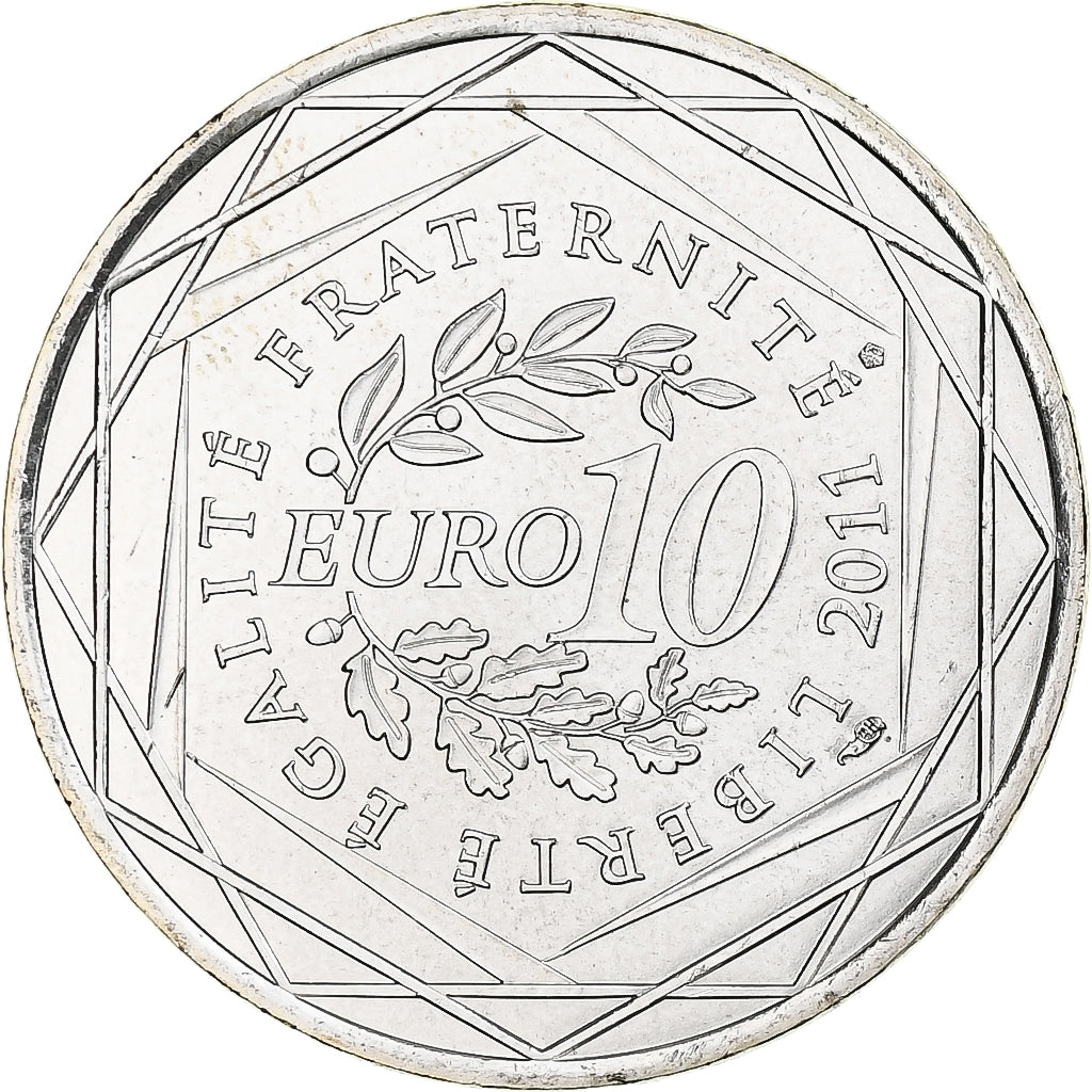 France, 10 Euro, Bourgogne, 2011, Paris, Bourgogne, MS(65-70), Silver, KM:1731