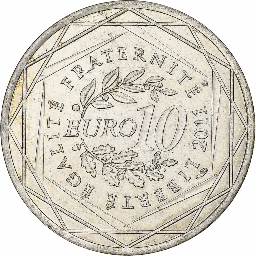 France, 10 Euro, 2011, Bretagne, MS(63), Silver