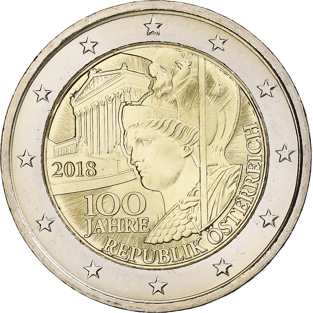 Austria, 2 Euro, 100 years republic of Austria, 2018, FDC, Bi-metallico, KM:New