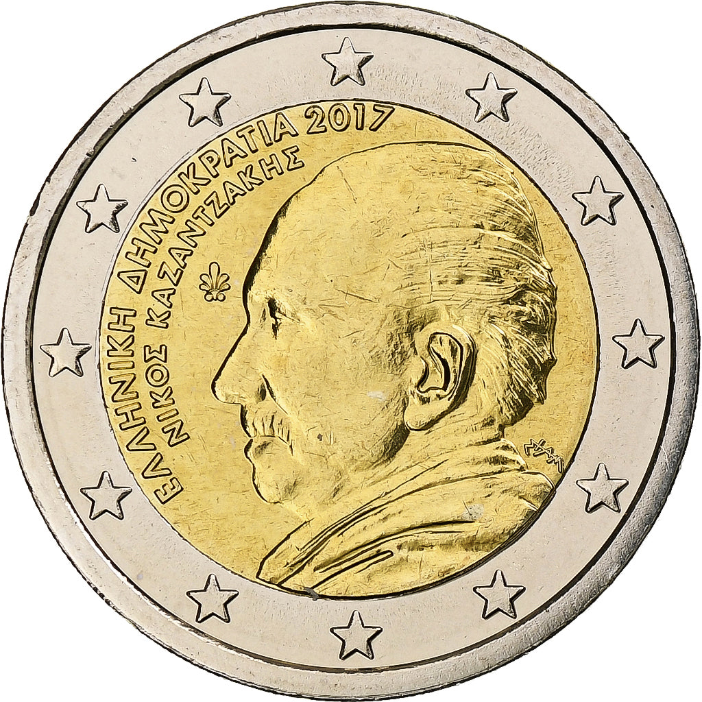 Grecia, 2 Euro, Nikos Kazantzakis, 2017, SC+, Bimetálico, KM:New