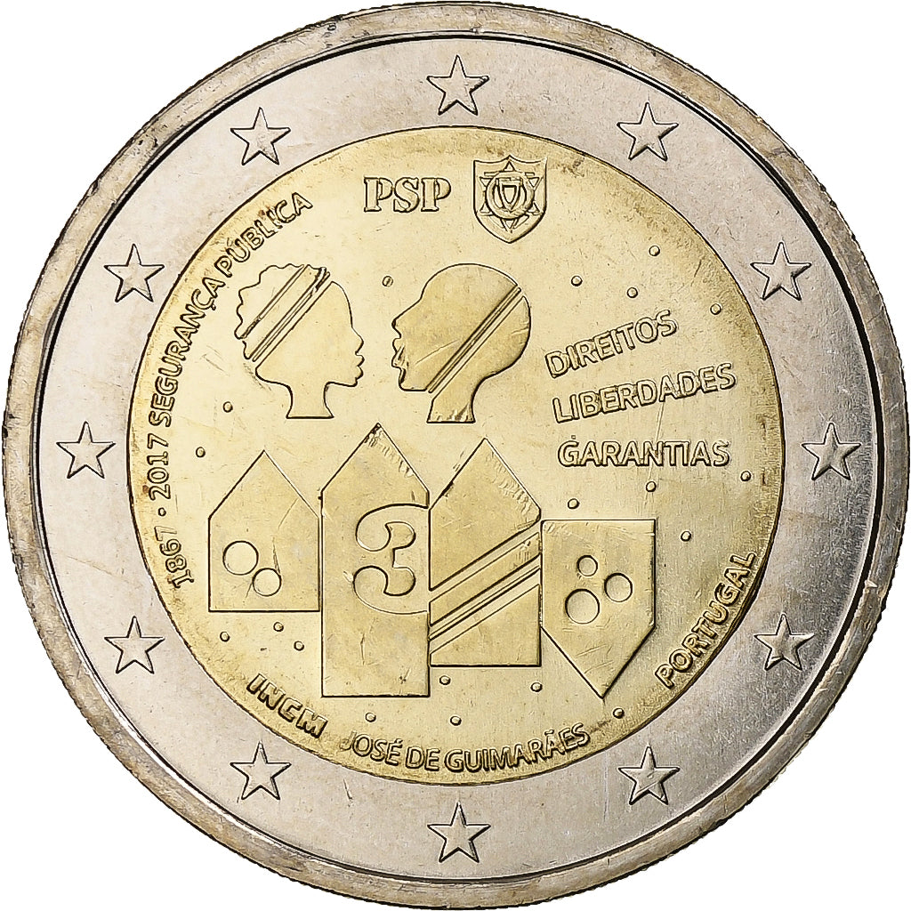 Portugal, 2 Euro, Police de la sécurité publique, 2017, Lisbon, UNZ+