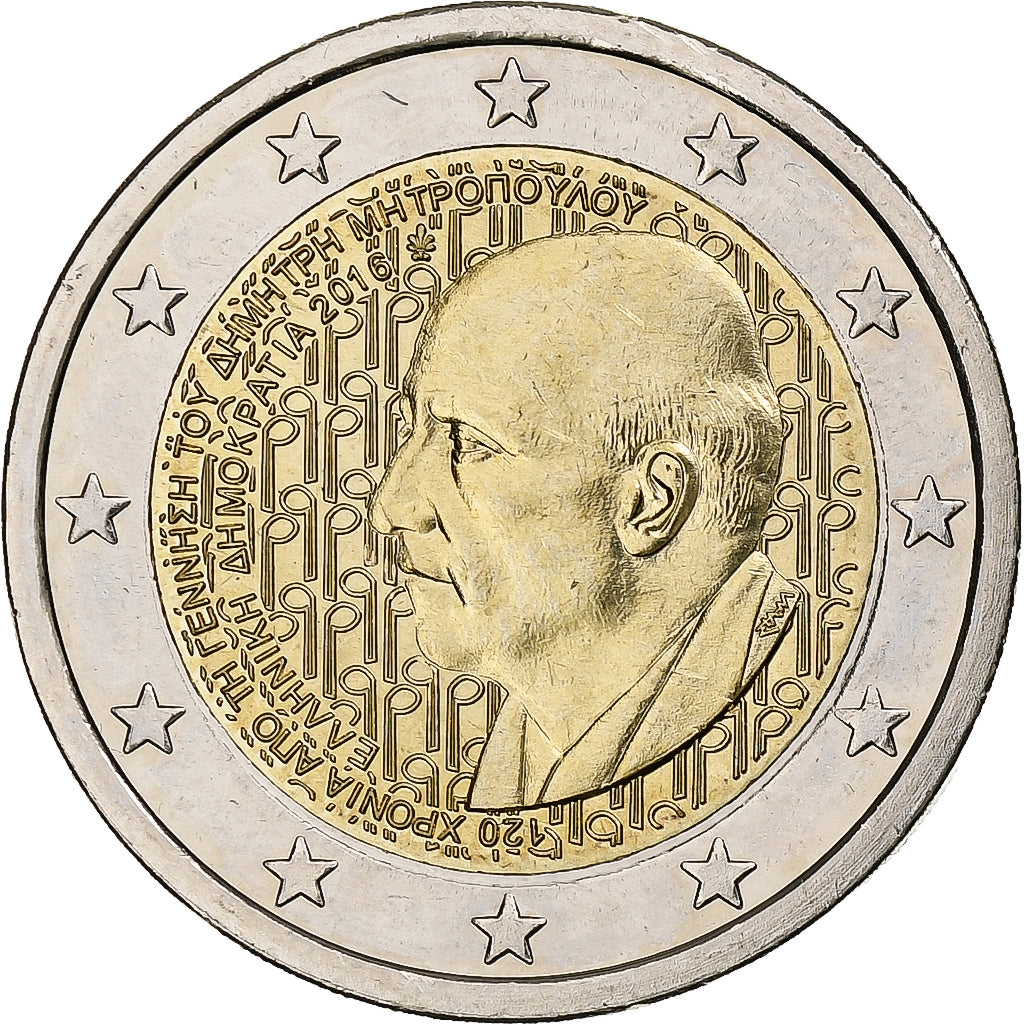 Grèce, 2 Euro, Dmitri Mitropoulos, 2016, SPL+, Bimétallique