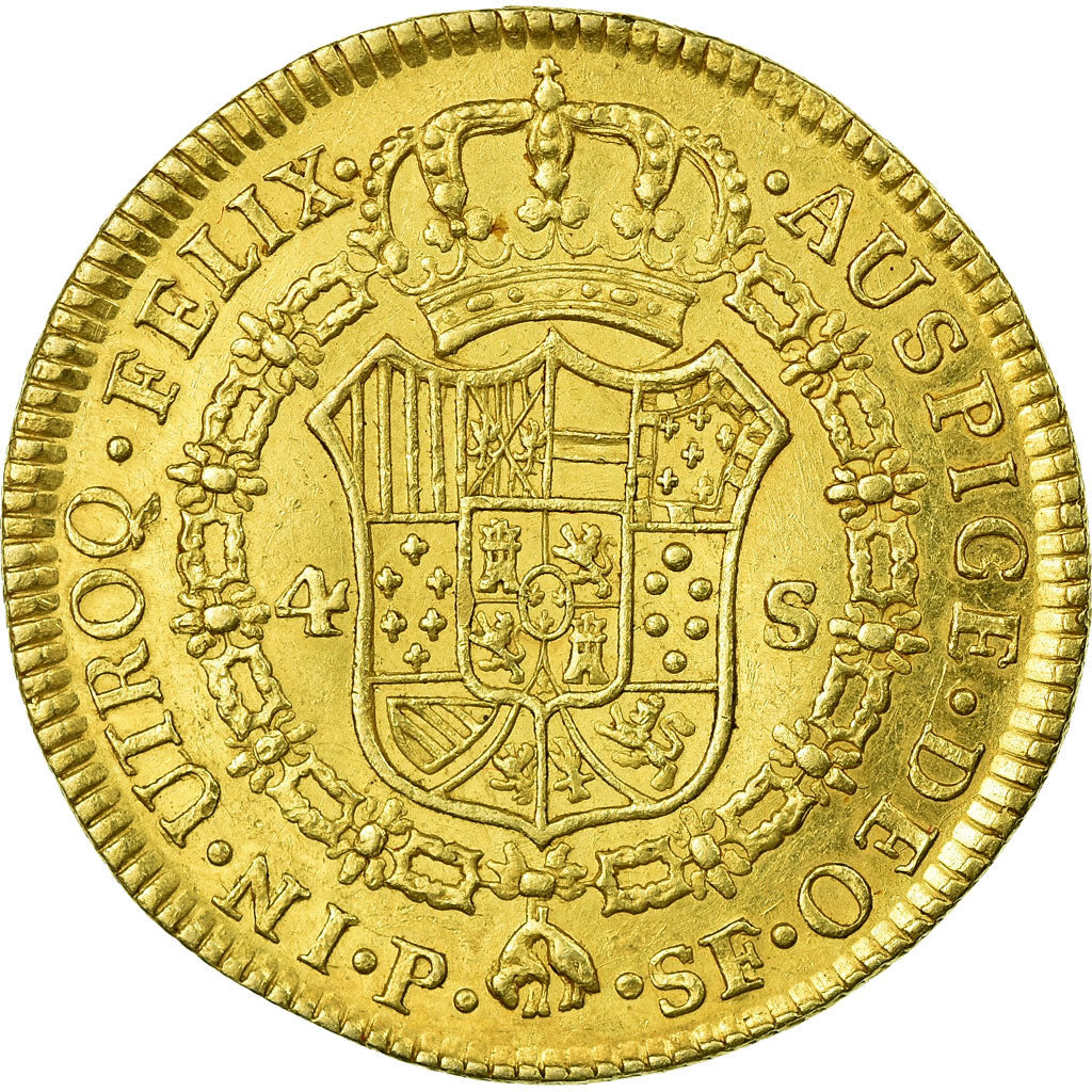 Coin, Colombia, Charles III, 4 Escudos, 1778, Popayan, AU(50-53), Gold, KM:44