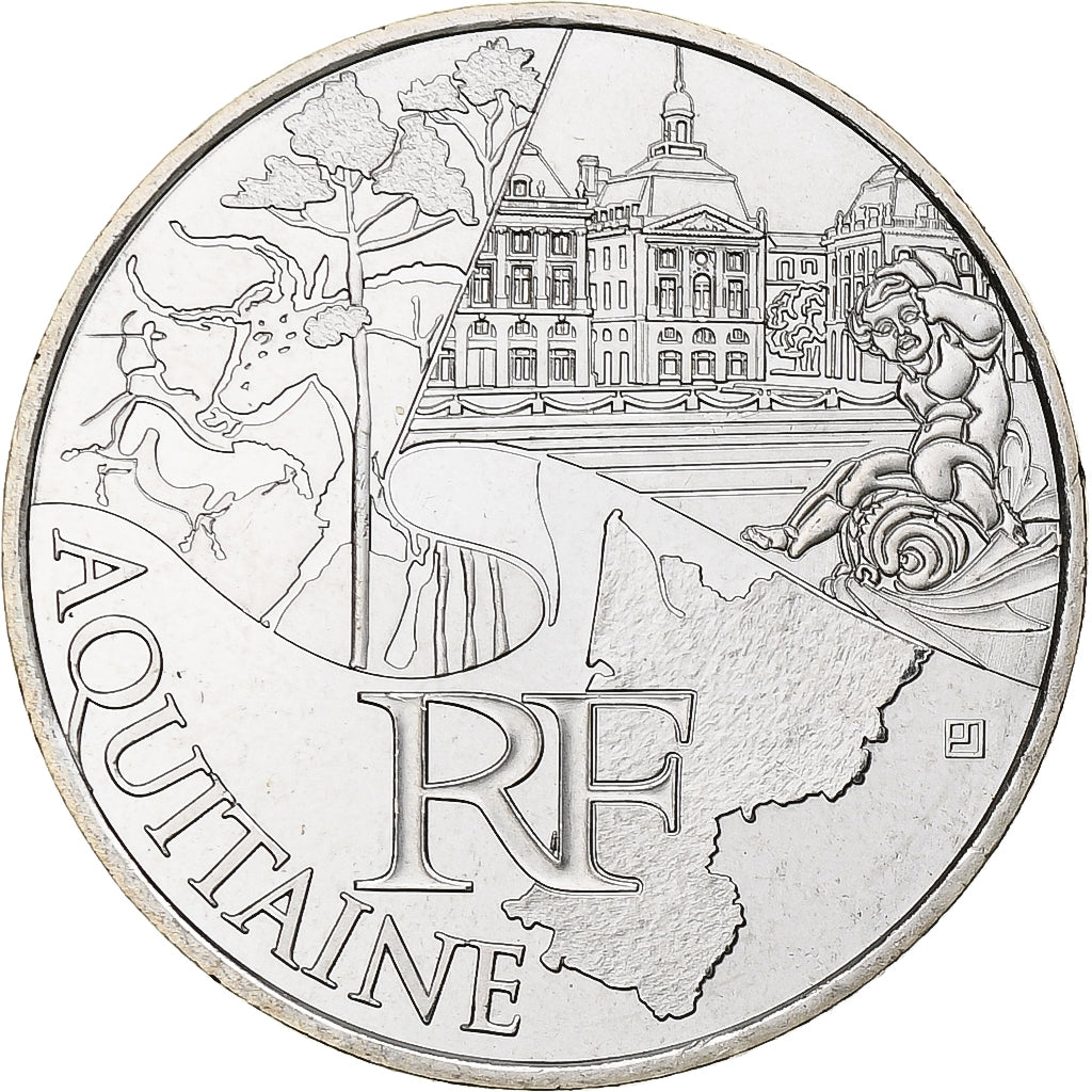 Francja, 10 Euro, Aquitaine, 2011, Paris, MS(65-70), Srebro, KM:1727