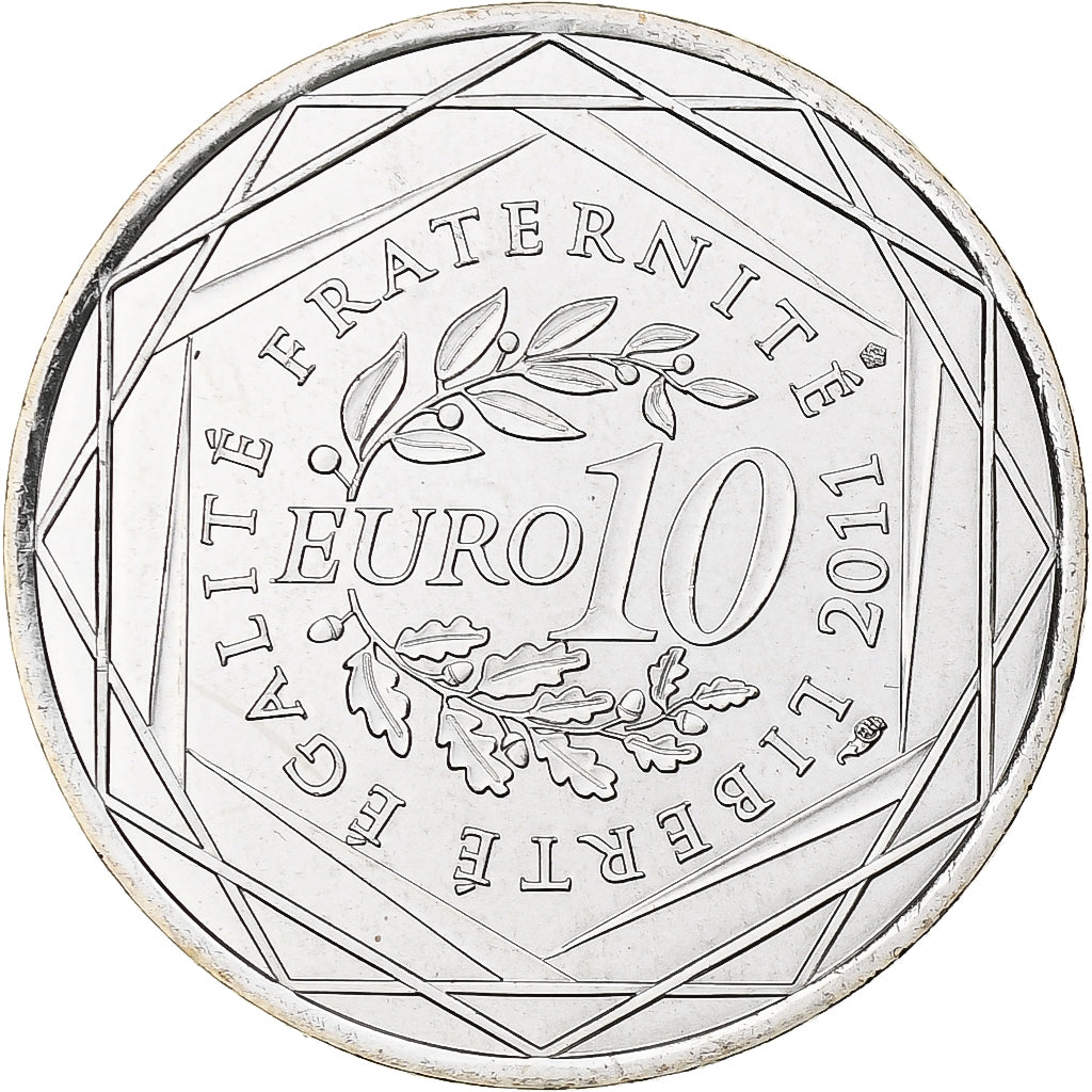 Francja, 10 Euro, Aquitaine, 2011, Paris, MS(65-70), Srebro, KM:1727