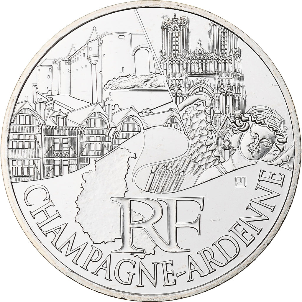 France, 10 Euro, Champagne-Ardenne, 2011, Paris, MS(65-70), Silver, KM:1733