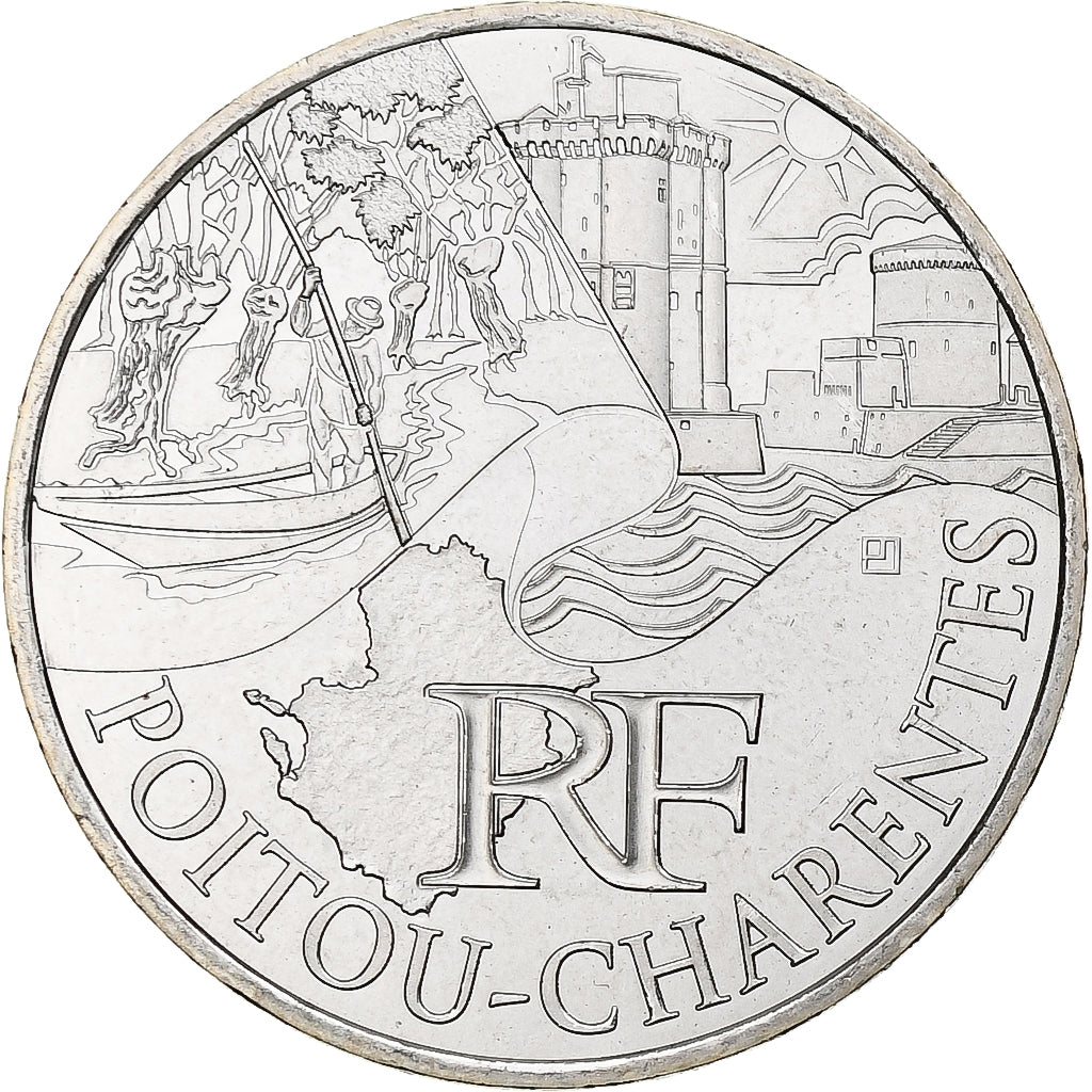 France, 10 Euro, Poitou-Charentes, 2011, Paris, MS(65-70), Silver, KM:1748