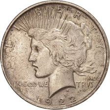 UNITED STATES, Peace Dollar, Dollar, 1922, U.S. Mint, KM #150, EF(40-45),...