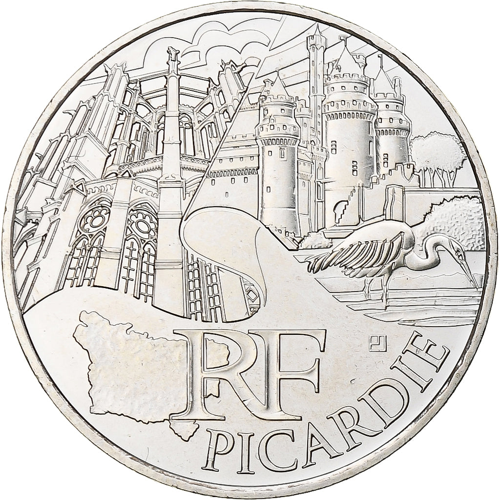 France, 10 Euro, Picardie, 2011, Paris, MS(65-70), Silver, KM:1745