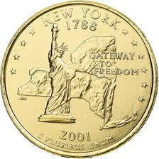 Stati Uniti, New York, Quarter, 2001, U.S. Mint, Denver, golden, FDC, Rame