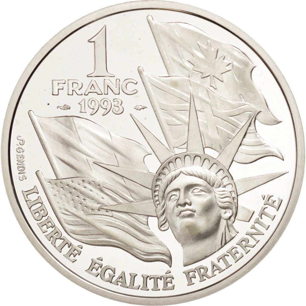 FRANCE, Franc, 1993, KM #1014, MS(65-70), Silver, 22.20