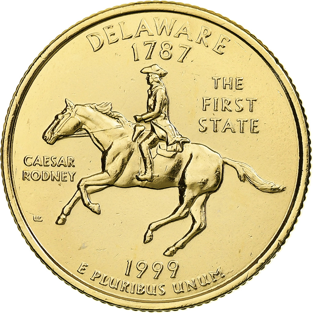 Estados Unidos, Delaware, Quarter, 1999, U.S. Mint, Denver, gold-plated coin