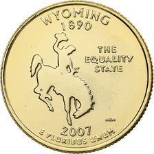 Stati Uniti, Wyoming, Quarter, 2007, U.S. Mint, Denver, golden, FDC, Rame