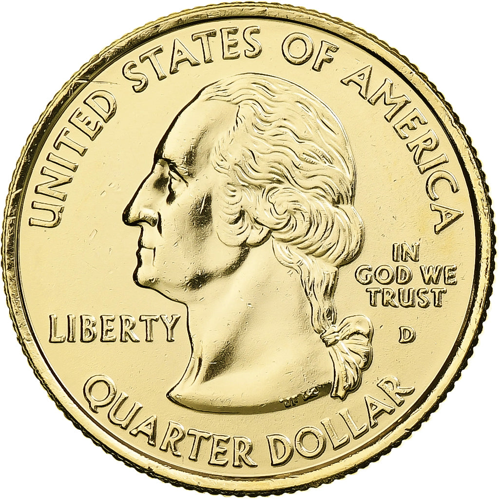 Stati Uniti, Wyoming, Quarter, 2007, U.S. Mint, Denver, golden, FDC, Rame