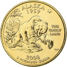 Stati Uniti, Alaska, Quarter, 2008, U.S. Mint, Philadelphia, FDC, Rame ricoperto