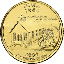 Verenigde Staten, Iowa, Quarter, 2004, United States Mint, Denver, FDC, Verguld
