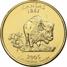 Stati Uniti, Quarter, Kansas, 2005, U.S. Mint, Gold plated, FDC