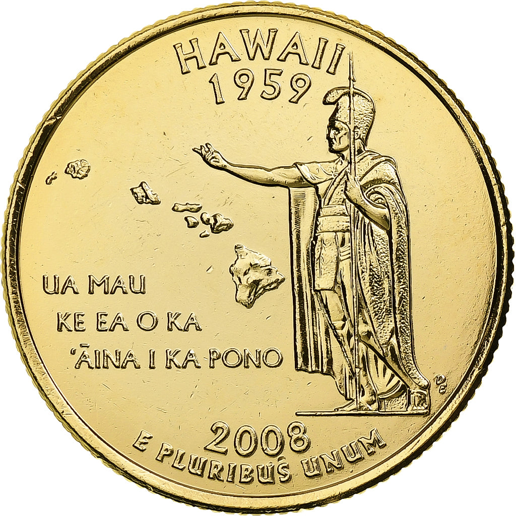 États-Unis, Quarter, Hawaii, 2008, Philadelphie, golden, Cupro-nickel, FDC
