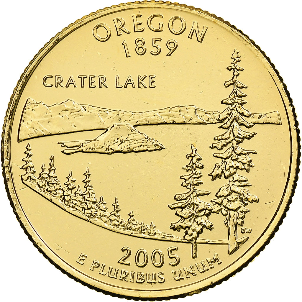 United States, Quarter, Oregon, 2005, U.S. Mint, golden, Copper-Nickel Clad
