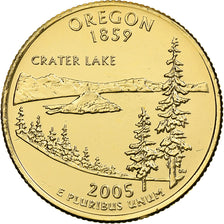 United States, Quarter, Oregon, 2005, U.S. Mint, golden, Copper-Nickel Clad