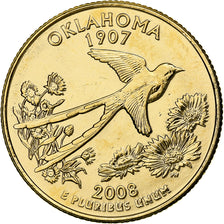 USA, Quarter, Oklahoma, 2008, U.S. Mint, golden, Miedź-Nikiel powlekany
