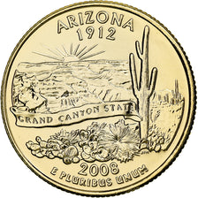 USA, Quarter, Arizona, 2008, United States Mint, Denver, golden, Miedź-Nikiel