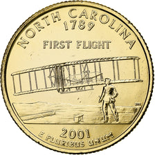 United States, Quarter, North Carolina, 2001, U.S. Mint, golden, Copper-Nickel