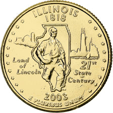 United States, Quarter, Illinois, 2003, U.S. Mint, golden, Copper-Nickel Clad