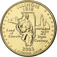 United States, Quarter, Illinois, 2003, U.S. Mint, golden, Copper-Nickel Clad