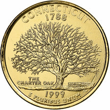 Stati Uniti, Quarter, Connecticut, 1999, Philadelphia, Gold plated, FDC