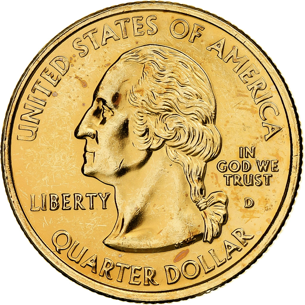 United States, Quarter, Massachusetts, 2000, U.S. Mint, golden, Copper-Nickel