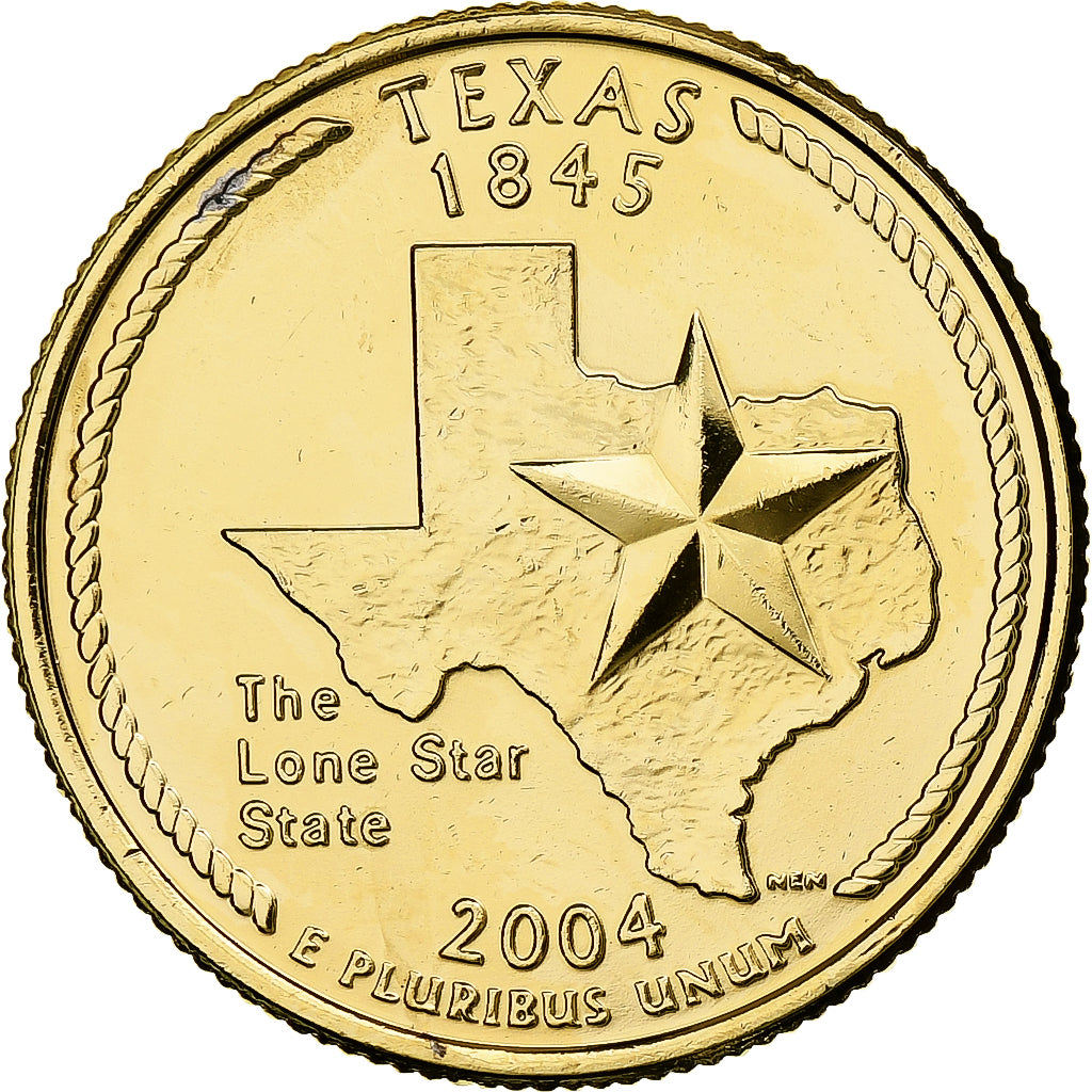 United States, Quarter, Texas, 2004, U.S. Mint, golden, Copper-Nickel Clad