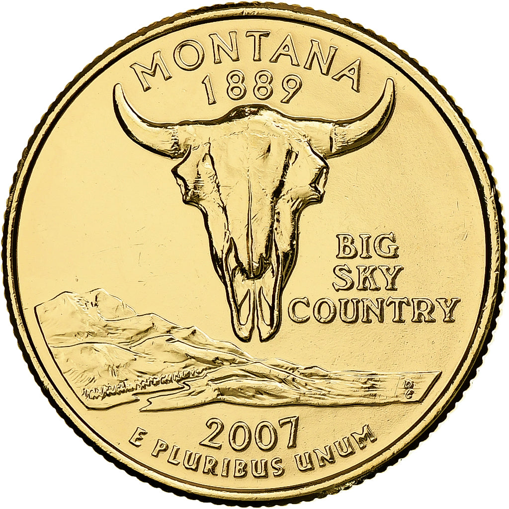United States, Quarter, Montana, 2007, U.S. Mint, golden, Copper-Nickel Clad