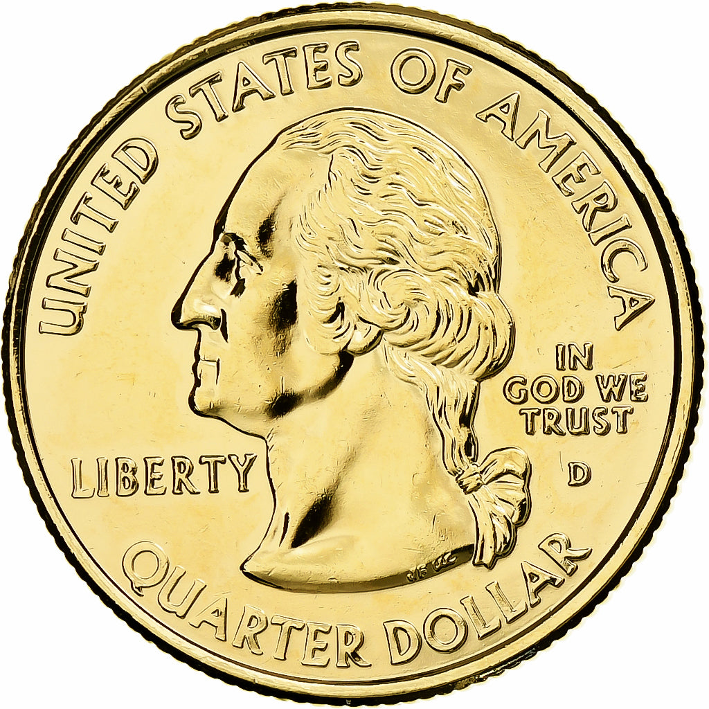 Stati Uniti, Quarter, Mississippi, 2002, U.S. Mint, golden, Rame ricoperto in