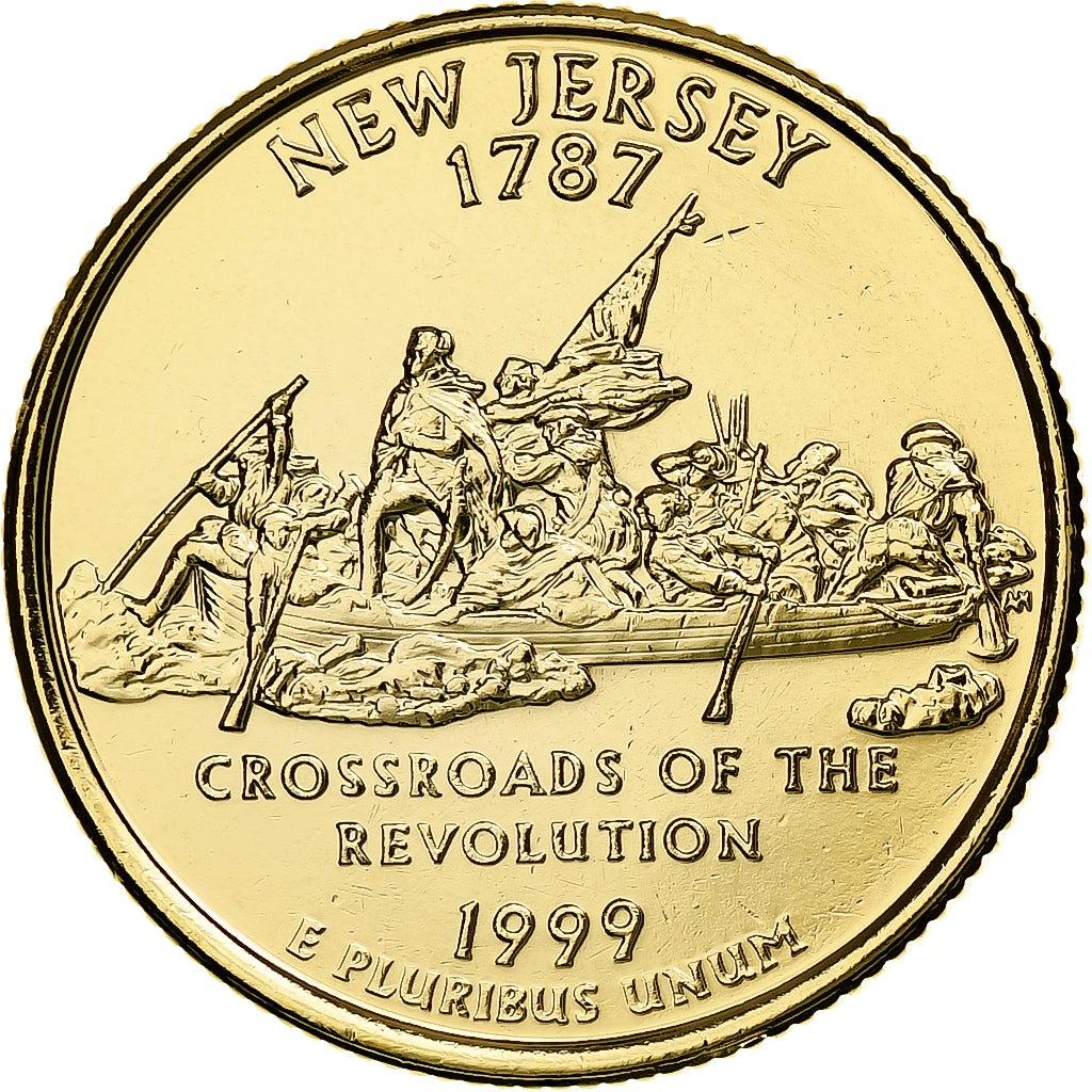 Vereinigte Staaten, Quarter, New Jersey, 1999, U.S. Mint, golden, Copper-Nickel