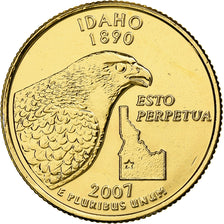 United States, Quarter, Idaho, 2007, U.S. Mint, golden, Copper-Nickel Clad