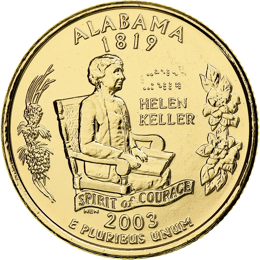 États-Unis, Quarter, Alabama, 2003, Philadelphie, Métal doré, FDC