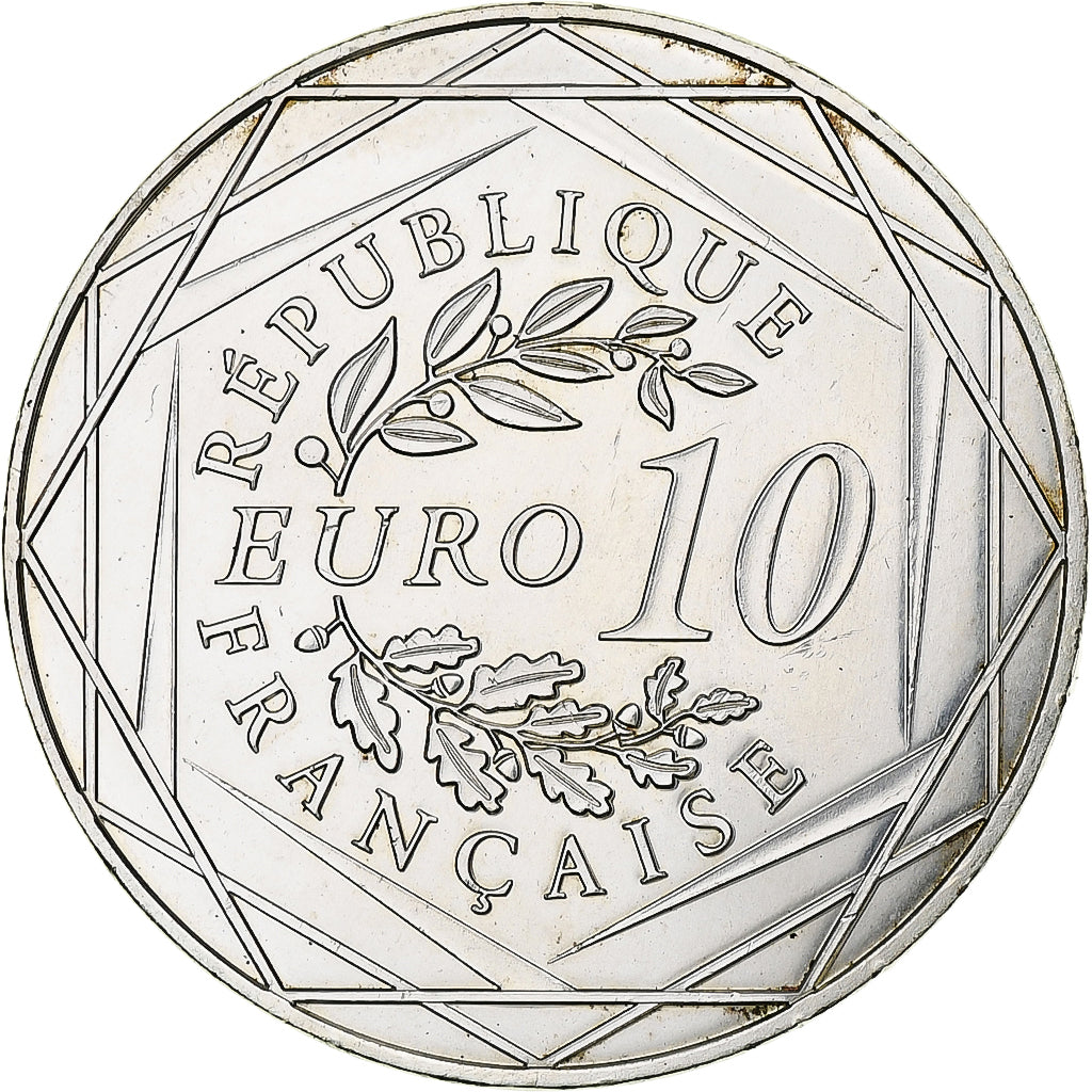 Francja, 10 Euro, 2015, Coq, MS(64), Srebro, Gadoury:EU727