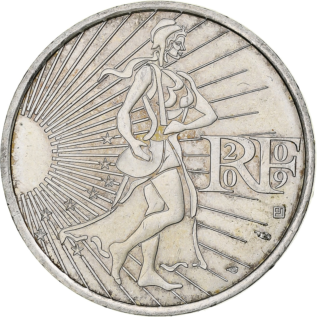 Francja, 10 Euro, 2009, Semeuse, MS(64), Srebro, KM:1580