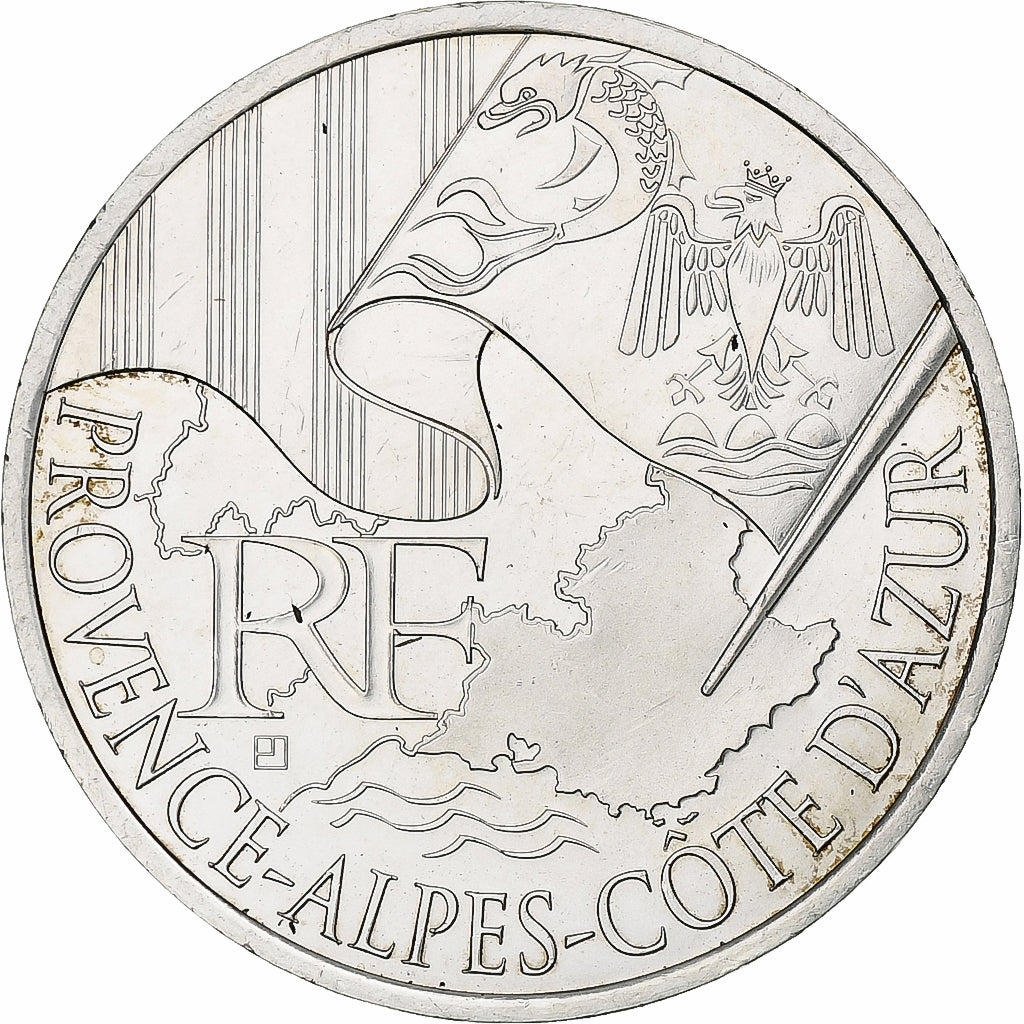 Francja, 10 Euro, Provence-Alpes-Cote d'Azur, 2010, Paris, MS(64), Srebro
