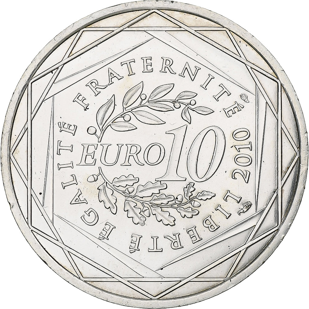 Francja, 10 Euro, Provence-Alpes-Cote d'Azur, 2010, Paris, MS(64), Srebro
